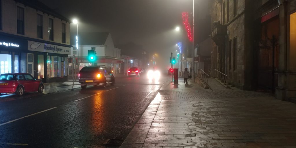 Helensburgh town centre blanketed by thick fog