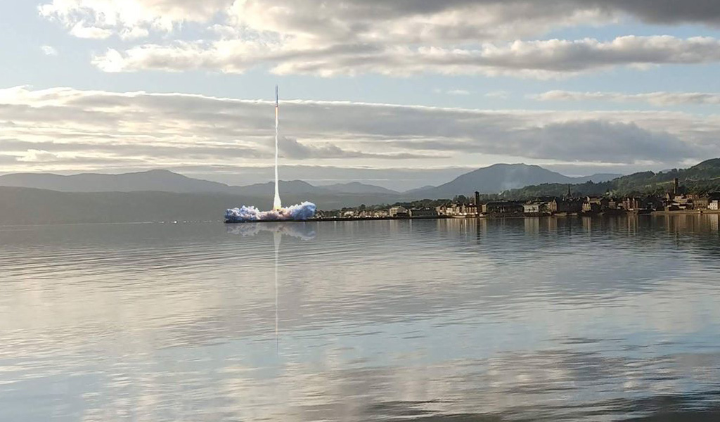 Artists impression of Helensburgh Spaceport rocket launch