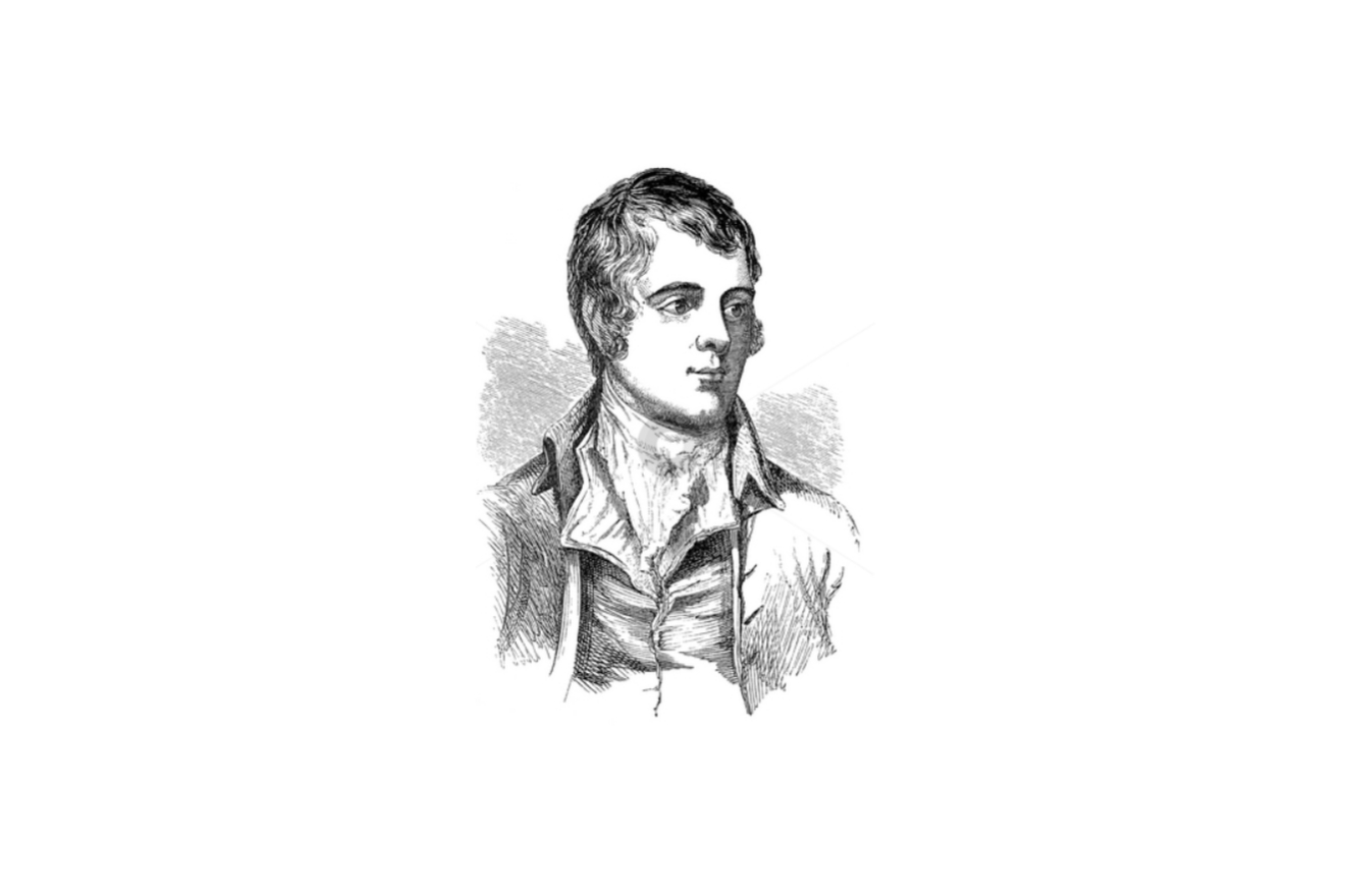 Robert Burns likeness on a white background