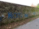 Graffiti on the Cenotaph wall at Hermitage Park