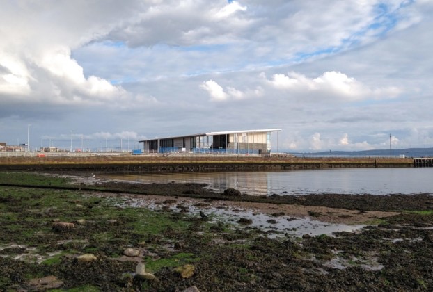 Helensburgh pier and leisure centre from the west bay